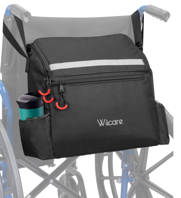 Bolsa de mochila para cadeira de rodas com suporte de copo