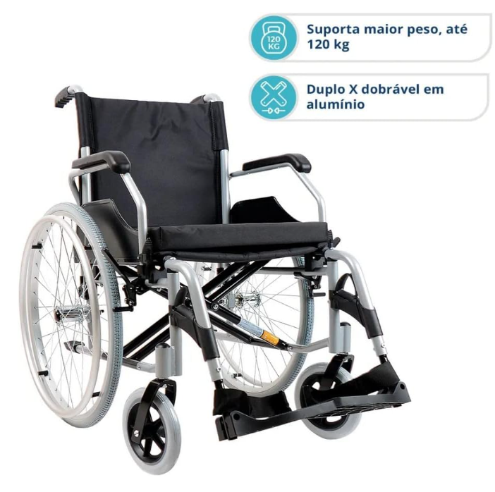 CADEIRA DE RODAS D600 ALUMÍNIO - 120 KG - T48