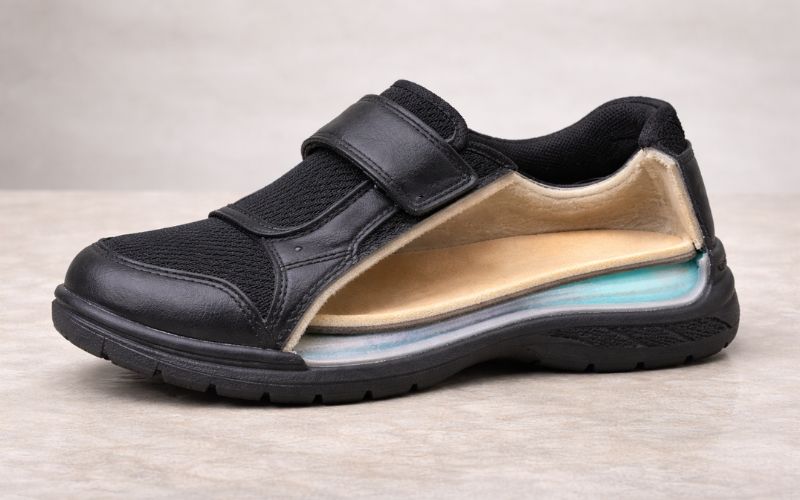 estrutura de um sapato ortopédico