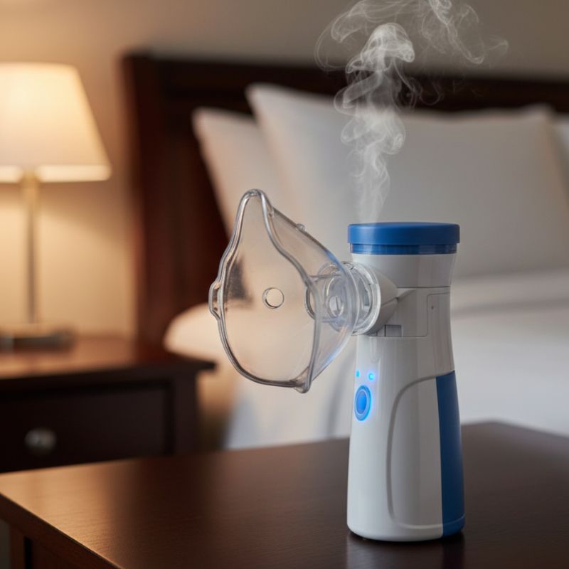 inalador silencioso ao lado da cama do idoso