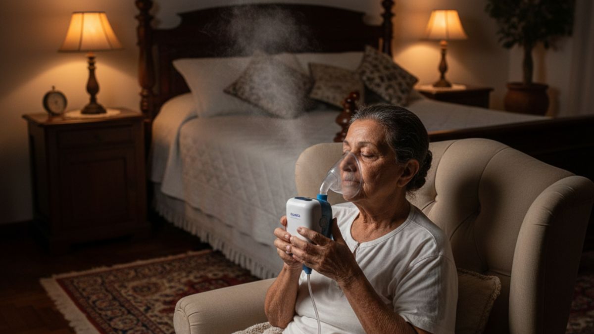 inalador para uso noturno em idosos no quarto