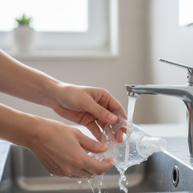 limpeza correta do inalador após o uso em idosos