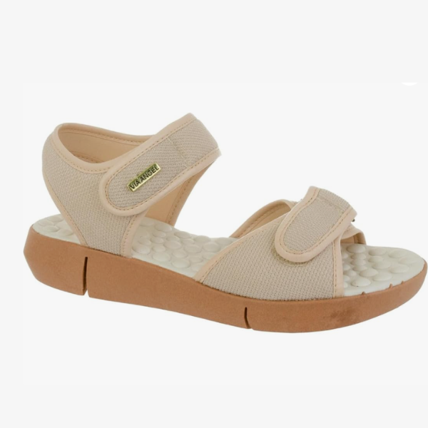 Sandália ortopédica feminina Via Angel tipo papete com palmilha anatômica e ajuste fácil