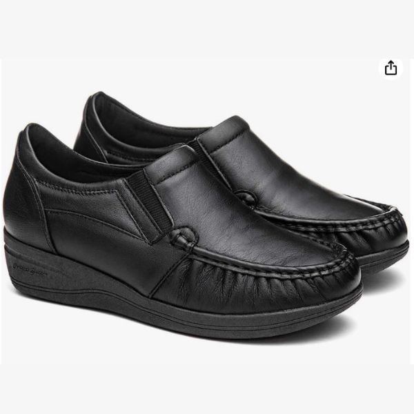 Sapato ortopédico feminino em couro indicado para esporão de calcâneo e uso diário