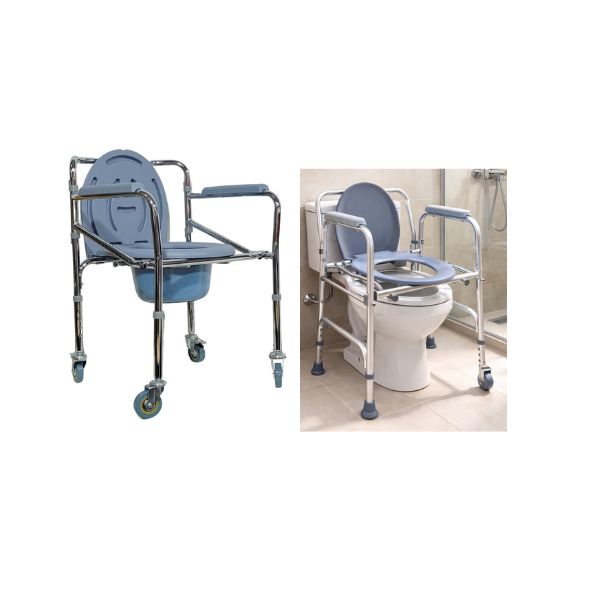 cadeira de banho dobrável em alumínio com coletor