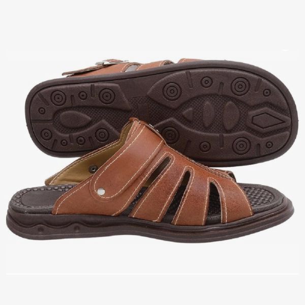 sandália ortopédica masculina em couro para conforto diário