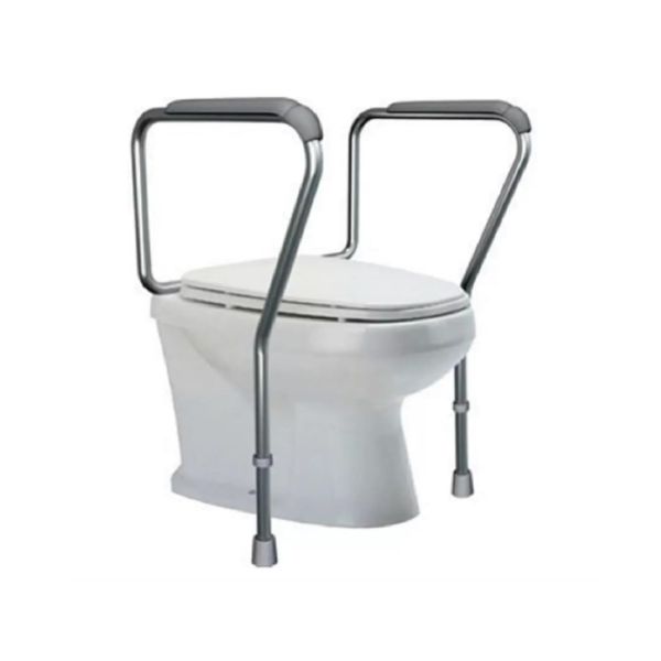 Barra de apoio para vaso sanitário oferecendo suporte para idosos no banheiro